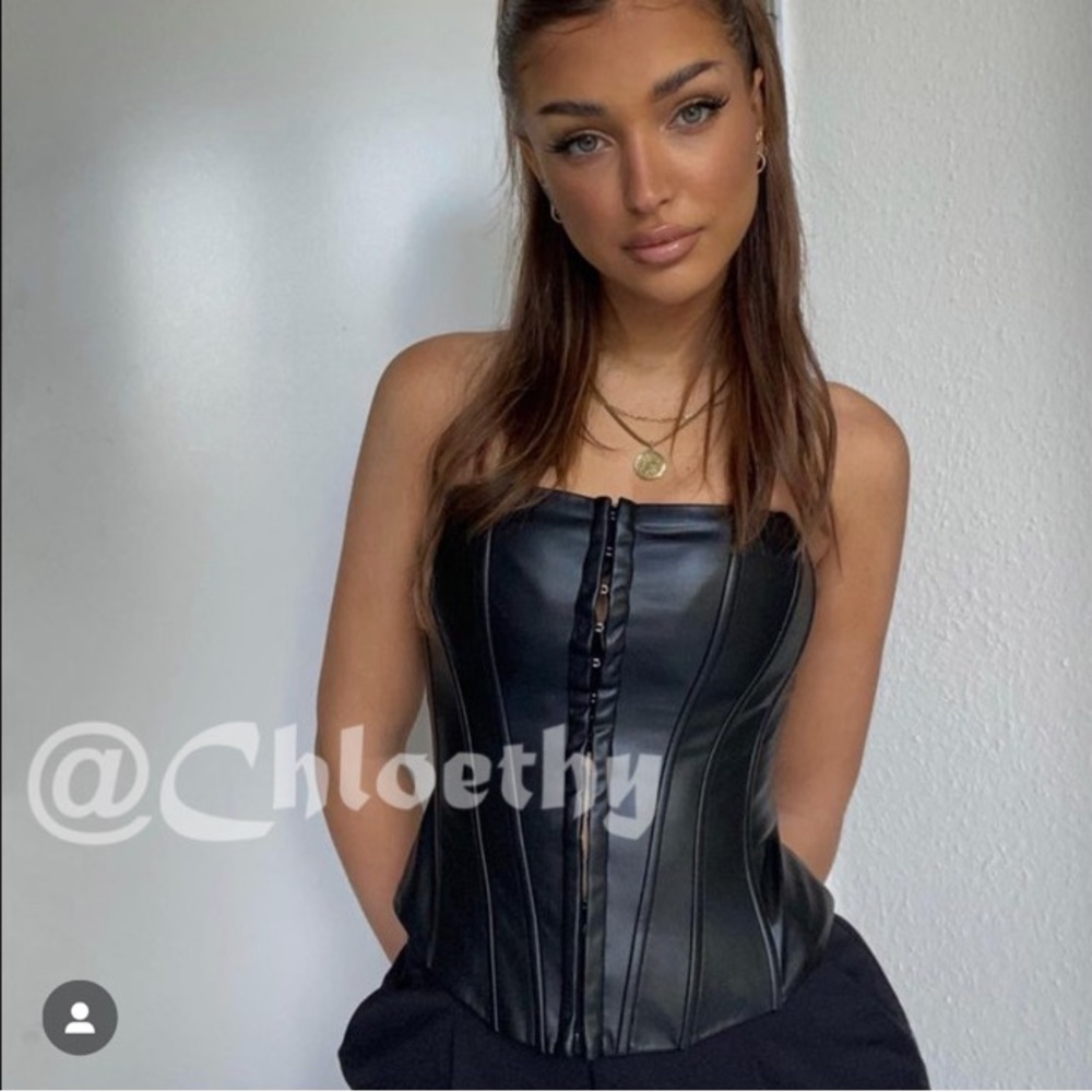 Zara FAUX LEATHER CORSET TOP